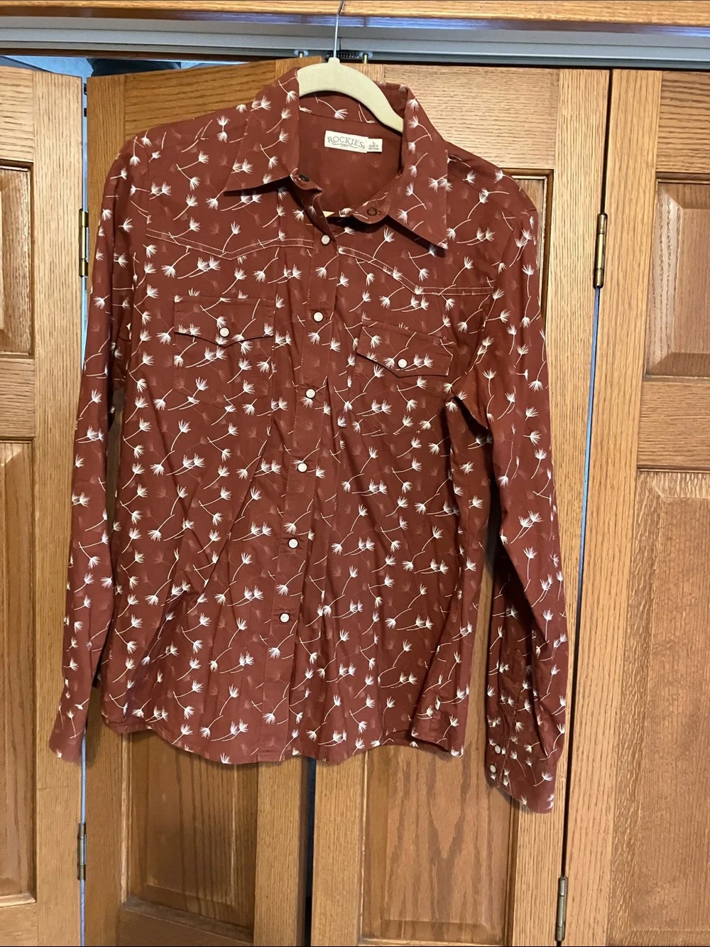 Rockies Rust Brown Floral Button-Down Shirt